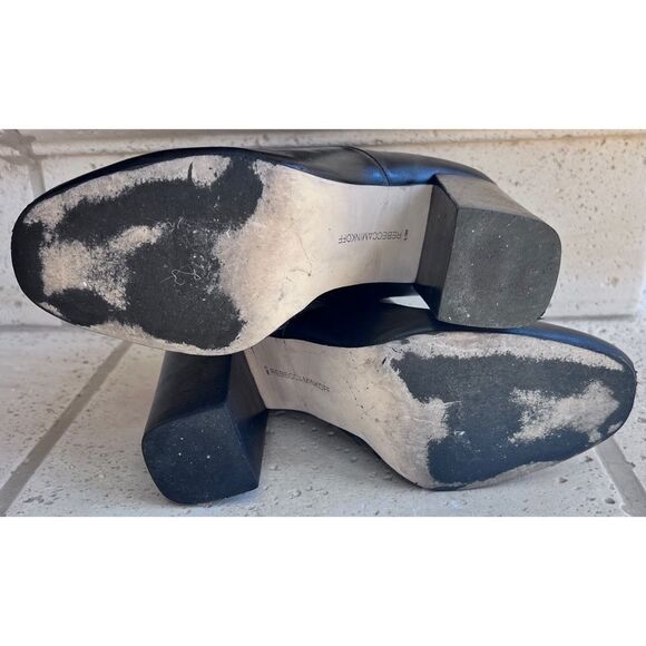 Rebecca Minkoff Black Leather Ankle Boots Zip Closure on Inside Ankle Size 9.5 - Picture 12 of 14